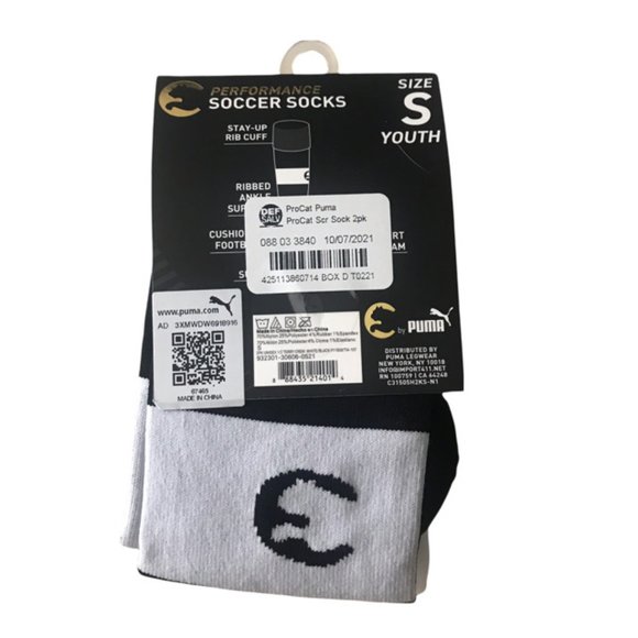 ProCat Soccer Crew Socks Shoe Size 11-13 Youth 2pk  Mesh ventilation for cool - Picture 2 of 2
